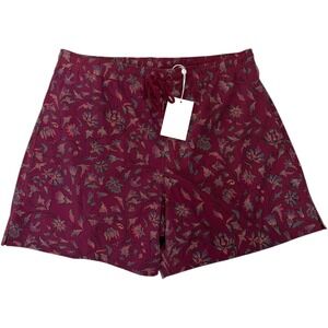 Zimmermann Boardshort Shorts Mens Size 30 Burgundy Batik Floral Swim NEW